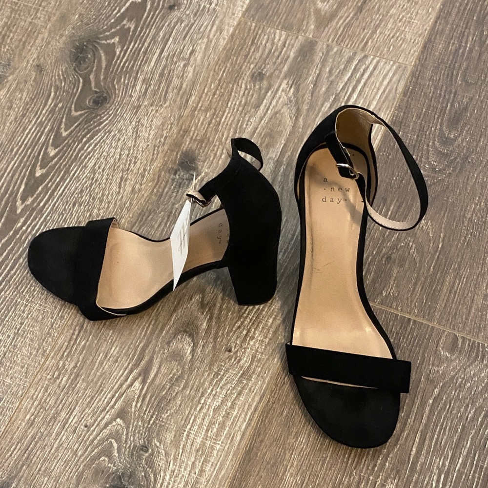 A New Day Black Block Heel Sandals